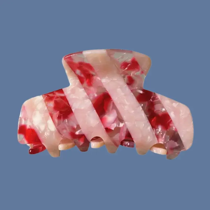 Large Size French Style Patchwork Stripe Hair Clips Shark Tail Hair Claw Back of Head Hair Grips Salon Professional Grade