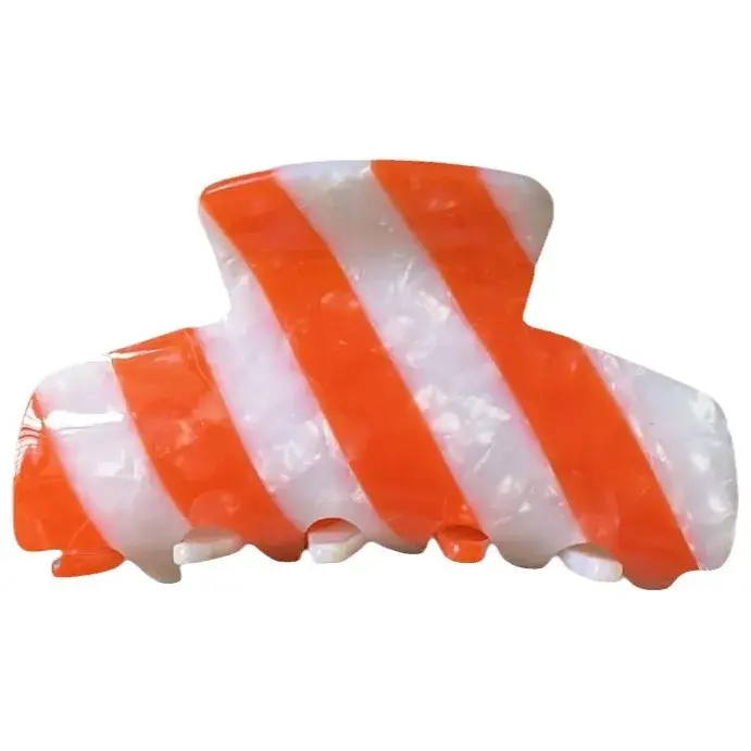 Large Size French Style Patchwork Stripe Hair Clips Shark Tail Hair Claw Back of Head Hair Grips Salon Professional Grade