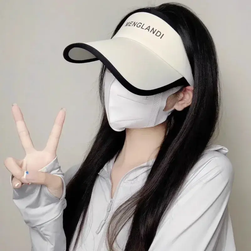 Women's Summer Sport Hat Face Covering Small UV Protection Sun Cap Running Empty Top Duckbill Cap Fashionable Sunshade Accessory