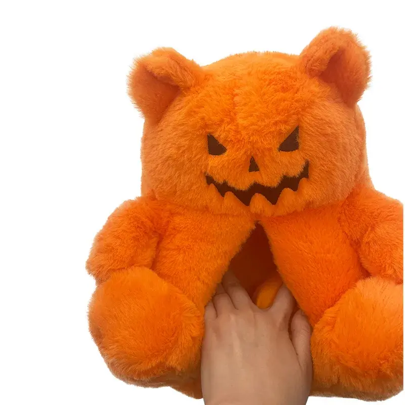 Halloween Teddy Bear Slippers Couple's Home Use Teddy Bear Plush Slippers Pumpkin Slippers For Ladies