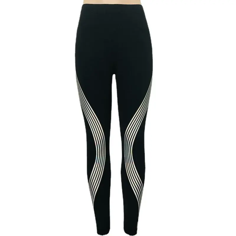 New Glowing Side Laser Stripe Yoga Pants Fitness Sporty Slimming Base Layer Pants Fashionable And Shiny Bottoming Trousers