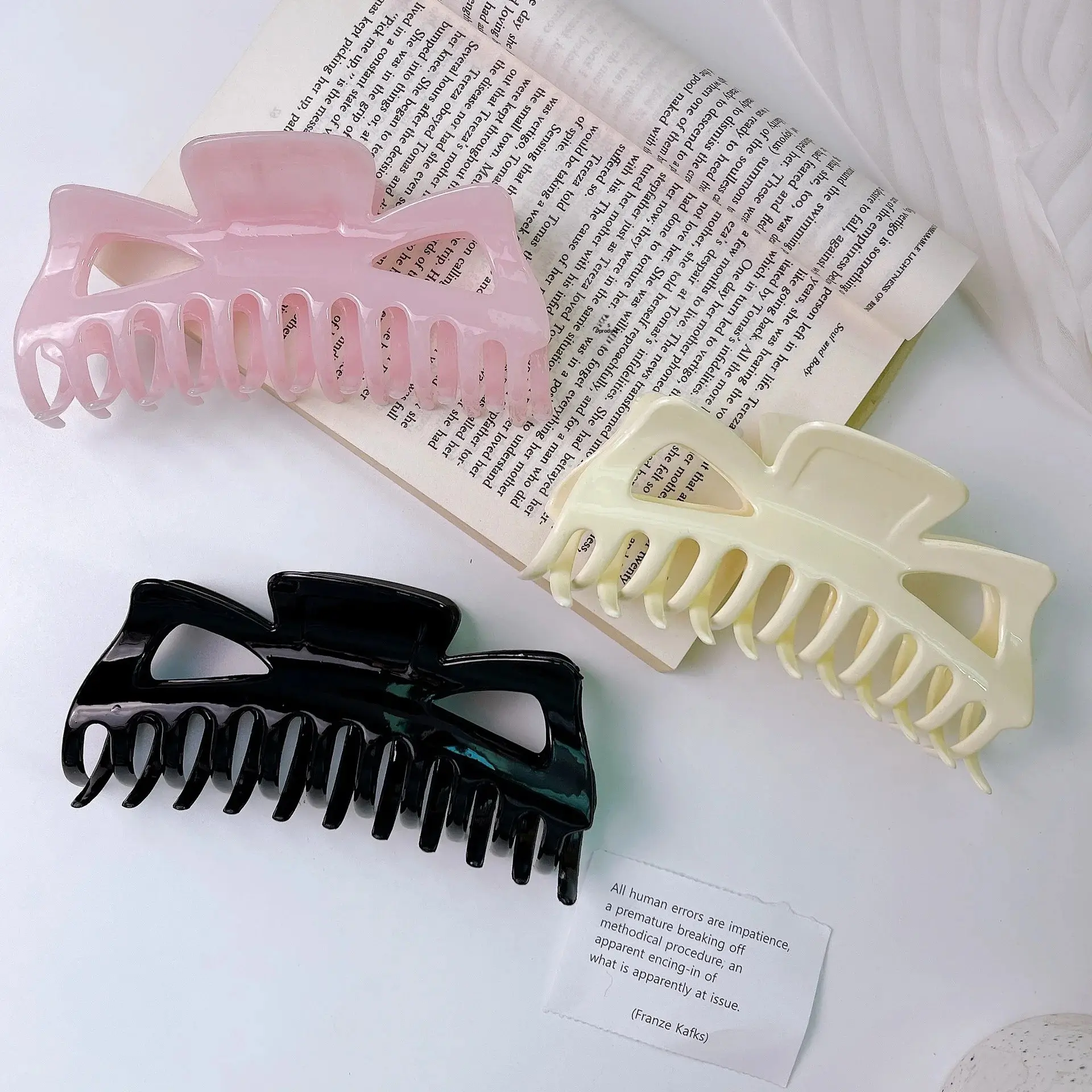 Korean Simple Cat Eye Extra Large Hair Claw Celebrity 14cm Thick Hair Female Shark Clamp Hair Accessories Salon Partition