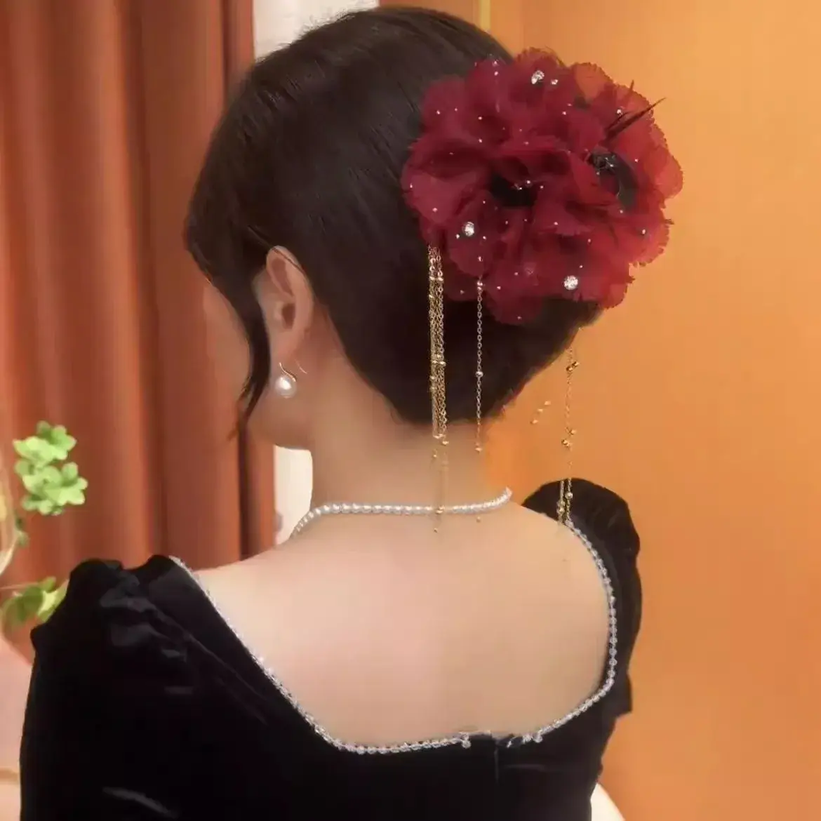 New Elegant Peony Flower Hair Claw Fashionable Tassel Headband High Aesthetic Value Light Luxury Hair Accessories Hairpins