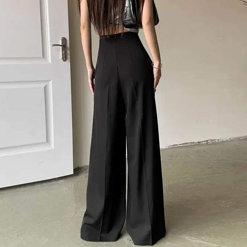 Summer Wide Leg Pants High Waist Casual Suit Straight Cut Floor Length Women's Trendy Super Wide Trousers AE Stock Origin