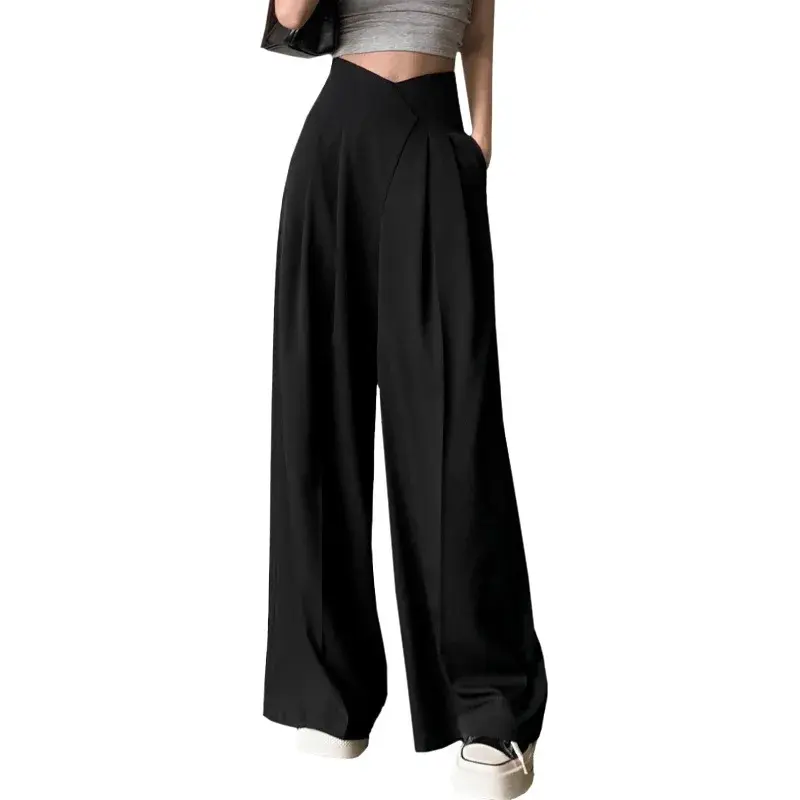 Summer Wide Leg Pants High Waist Casual Suit Straight Cut Floor Length Women's Trendy Super Wide Trousers AE Stock Origin