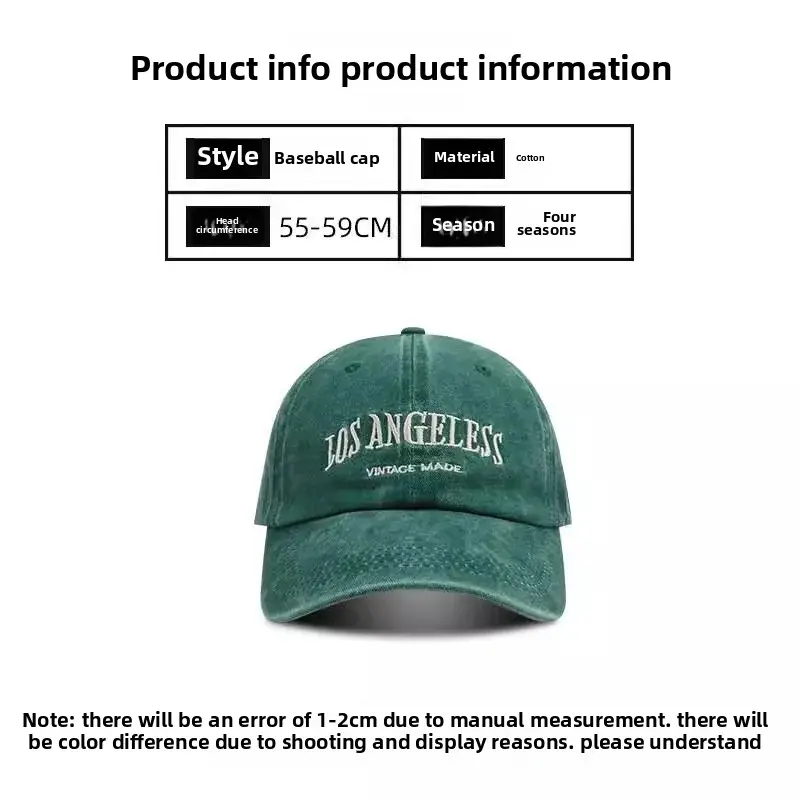 Casual Retro American Style Baseball Cap Unisex Washed Spring Summer Versatile Simple Design Hat for Men And Women