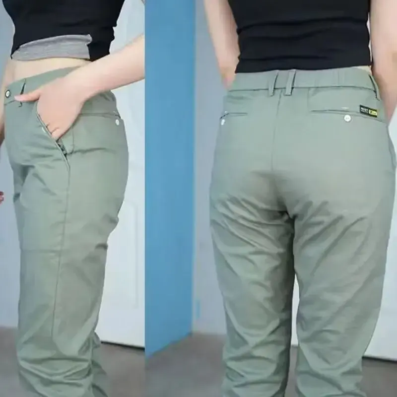 Summer Ice Silk Quick Dry Air Conditioner Pants 2024 New Spring Summer Casual Pants Men's Trendy Versatile Slimming Smooths Your
