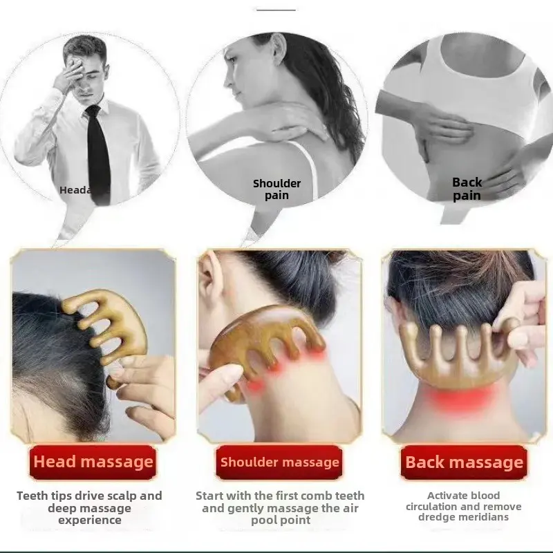 Natural Green Sandalwood Wide Tooth Comb for Scalp Massage And Meridian Stimulation Professional Salon Hairdressing Comb