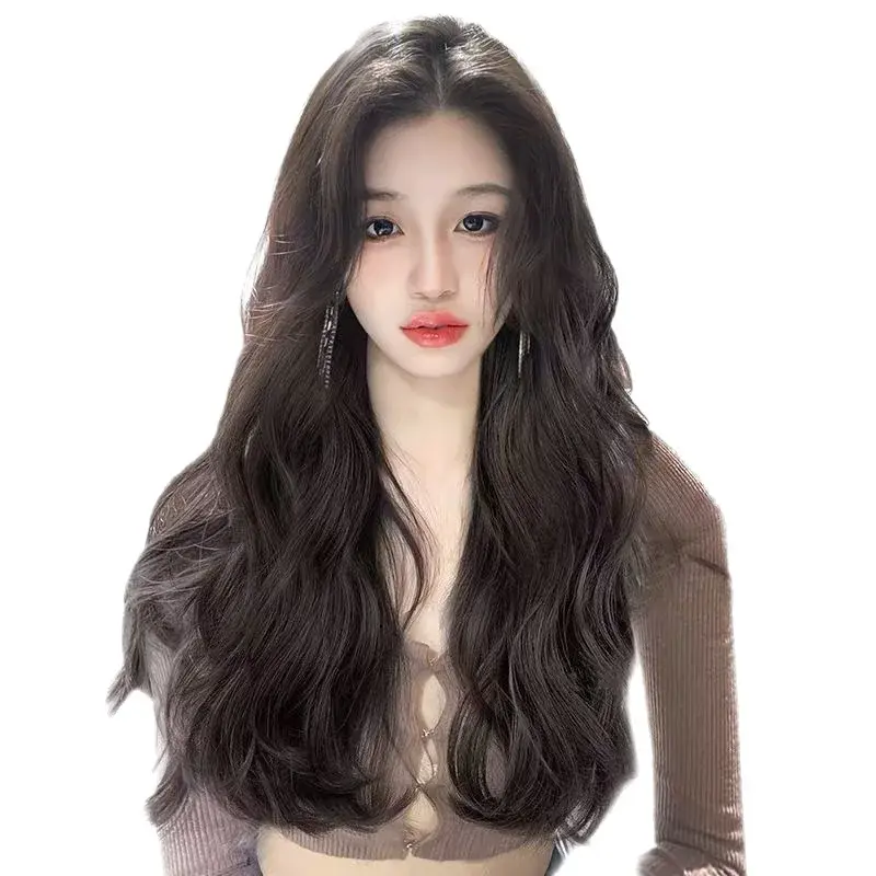Women's Long Hair Wig Piece Invisible Traceless Simulation Hair Fluffy Three Pieces Curly Hair Extension Patch Chinese Origin