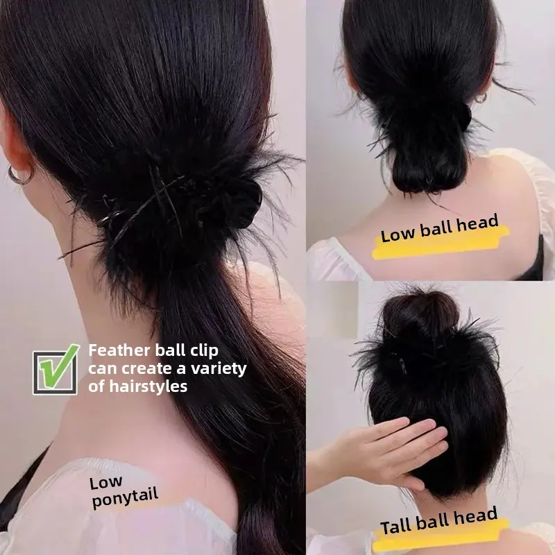 Elegant French Style Bun Hair Clip Feather High Hairline Autumn Winter Hair Accessories Professional Salon Hair Grips