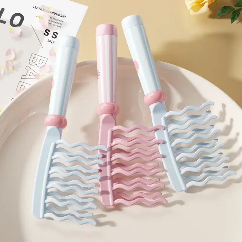 Anti-Static Double Row Wave Tooth Massage Comb Ladies Special Curling Comb with Handle Large Tooth Cushion Comb for Hairdressing