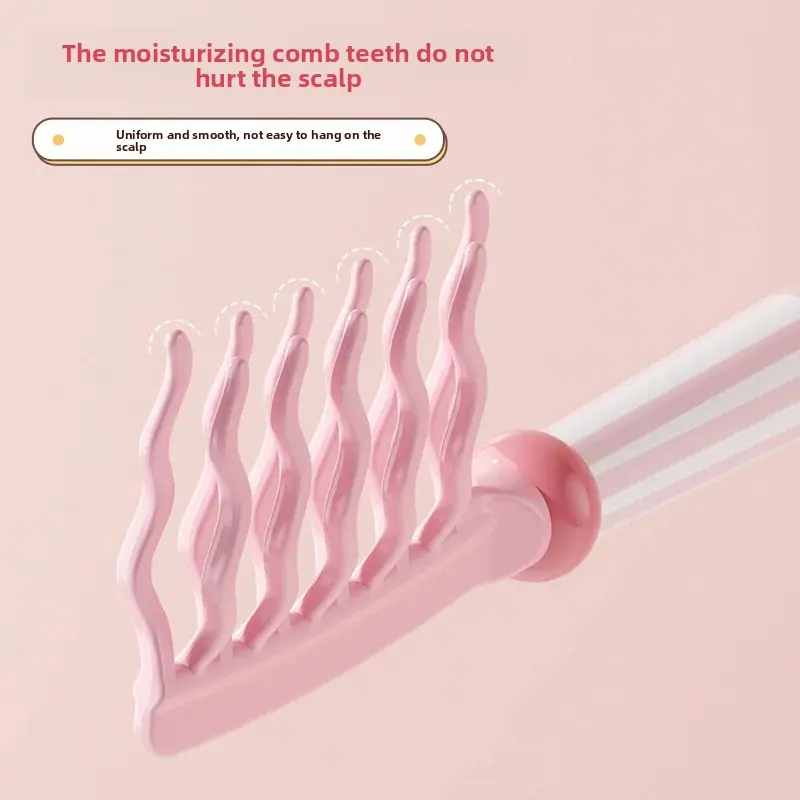 Anti-Static Double Row Wave Tooth Massage Comb Ladies Special Curling Comb with Handle Large Tooth Cushion Comb for Hairdressing
