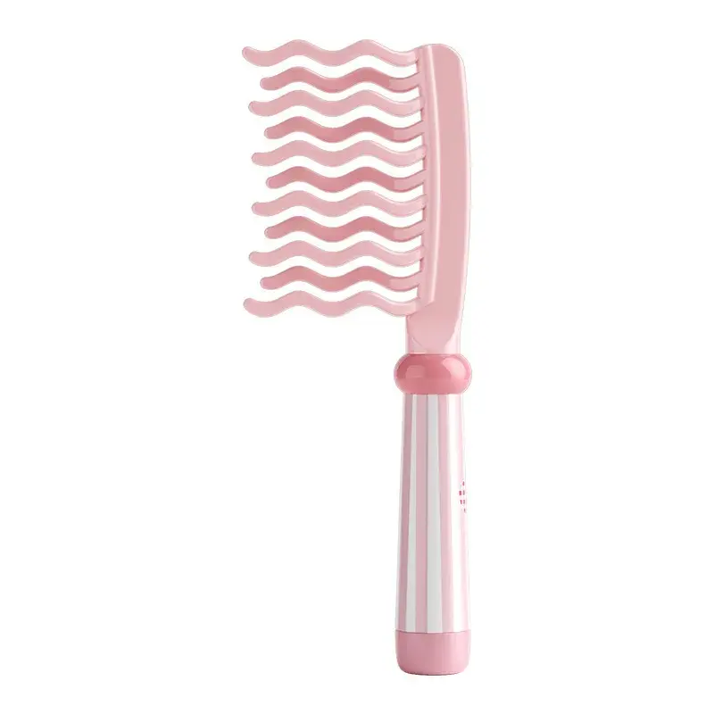 Anti-Static Double Row Wave Tooth Massage Comb Ladies Special Curling Comb with Handle Large Tooth Cushion Comb for Hairdressing