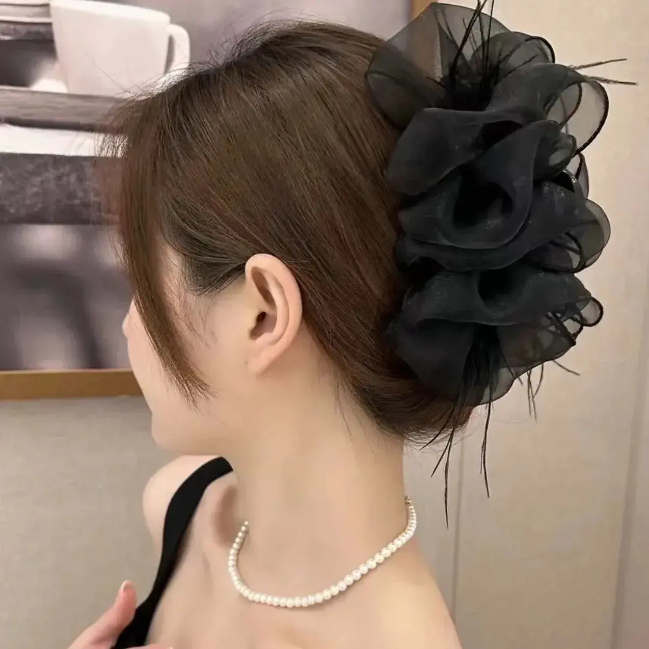Cloud Bubble Feather New Style High End Butterfly Knot Hair Accessories Black Shark Tail Hair Clips Professional Salon Fixation