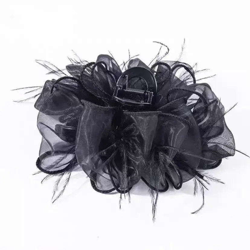 Cloud Bubble Feather New Style High End Butterfly Knot Hair Accessories Black Shark Tail Hair Clips Professional Salon Fixation