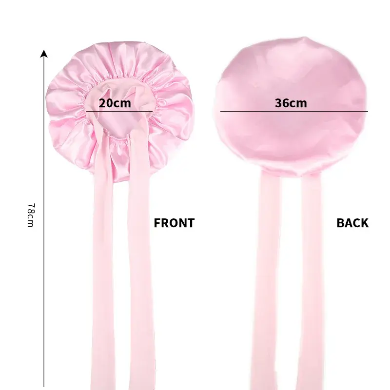 Amazon Best Adult High Elasticity Wide Edge Colorful Sleep Cap Bow Ribbon Round Cap Beauty Hair Protection Cap Motorcycle Helmet