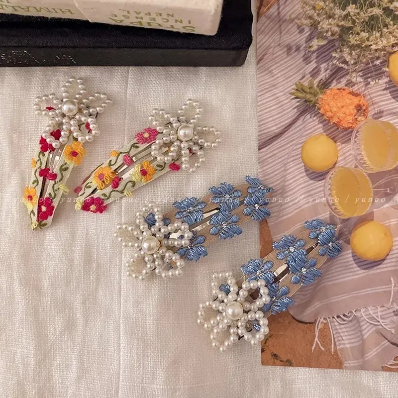 Spring Live Pearl Flower Hair Clips Women's Side Bangs BB Clips Korean Style Fresh And Clear Hair Accessories Salon Quality
