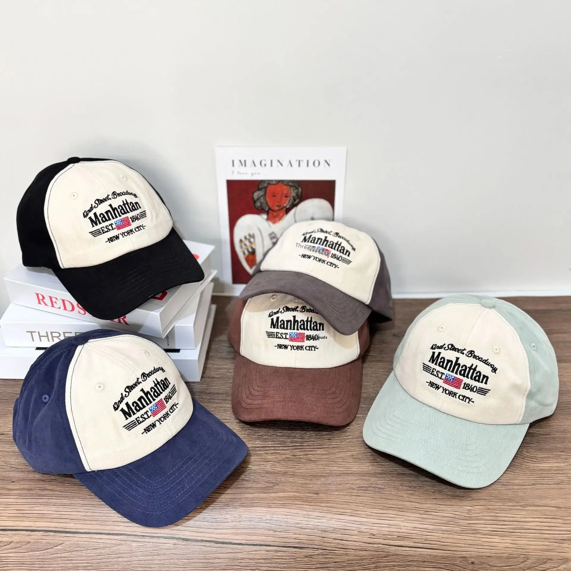 Trendy Color Block Baseball Cap Unisex High Quality Letter Design Spring Summer Small Face Duckbill Hat Korean Style Versatile