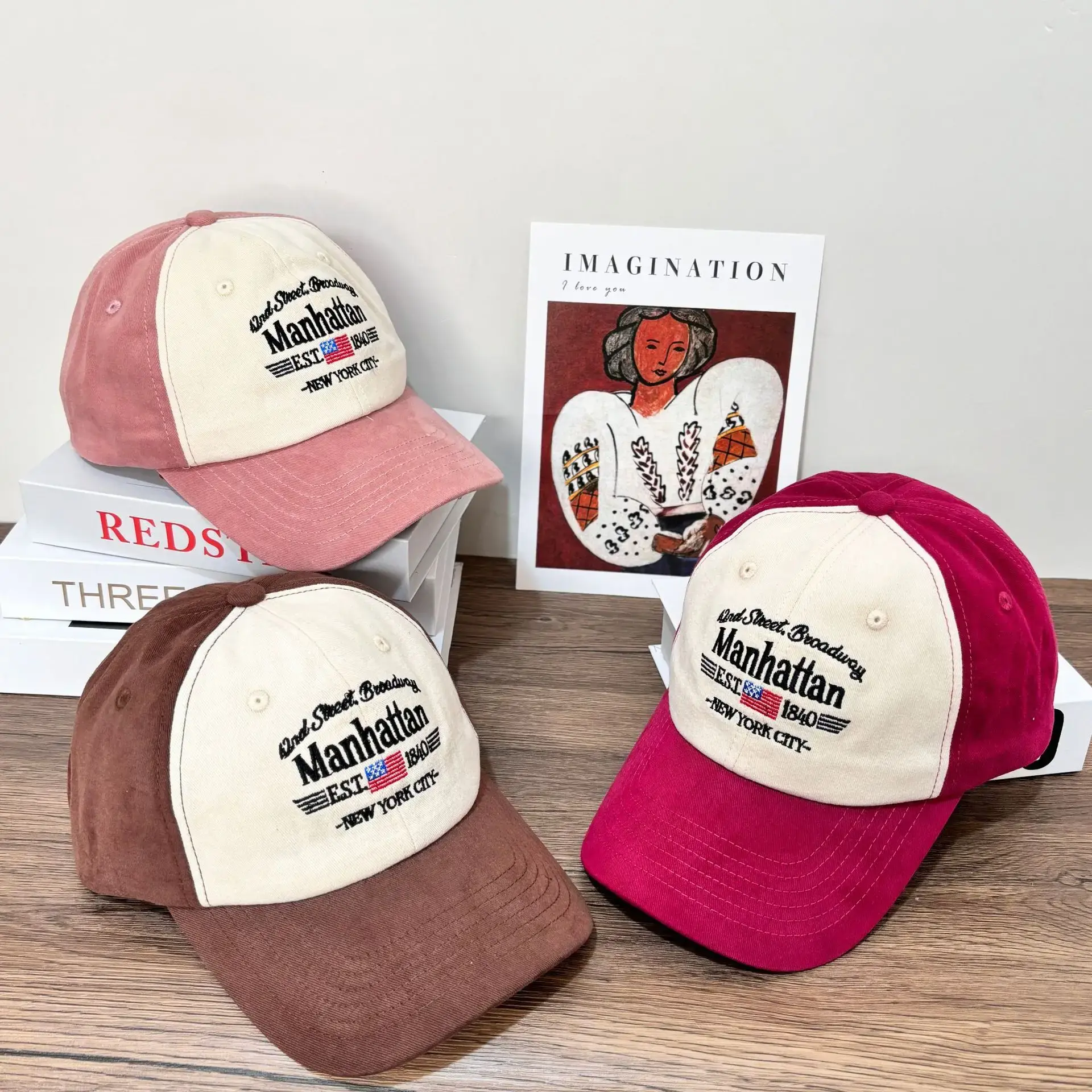 Trendy Color Block Baseball Cap Unisex High Quality Letter Design Spring Summer Small Face Duckbill Hat Korean Style Versatile