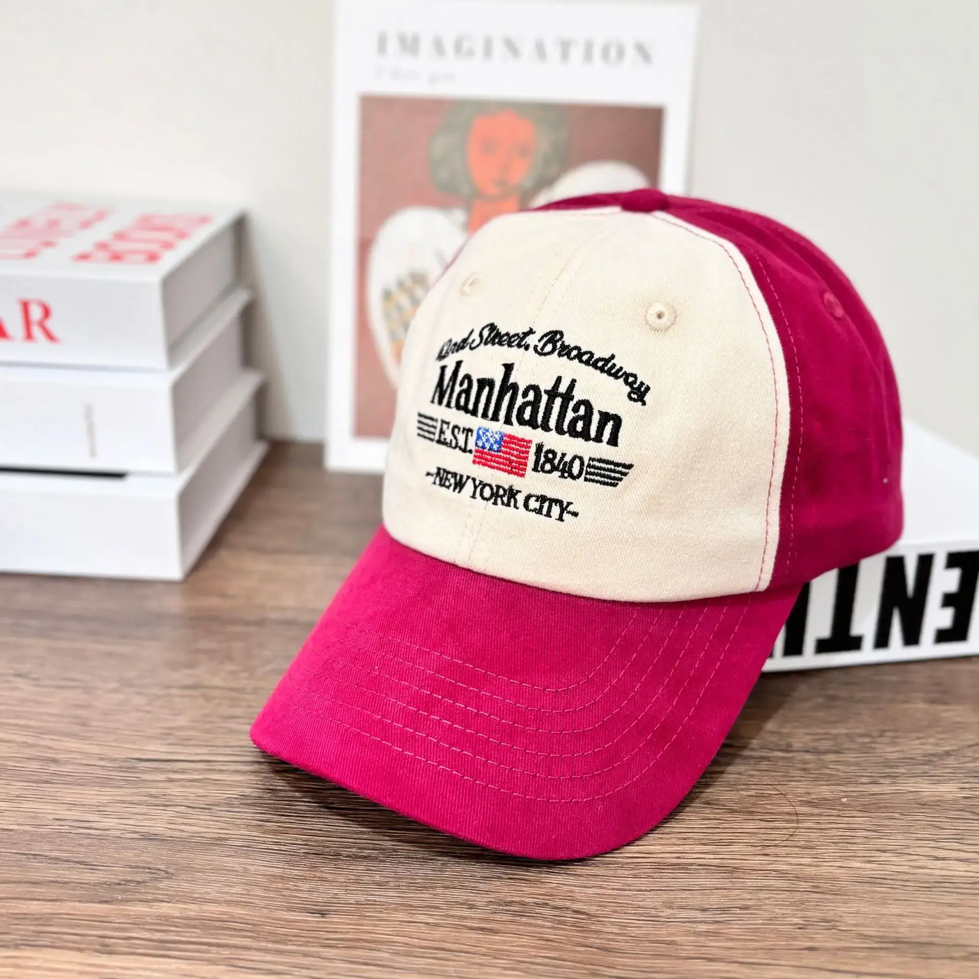 Trendy Color Block Baseball Cap Unisex High Quality Letter Design Spring Summer Small Face Duckbill Hat Korean Style Versatile