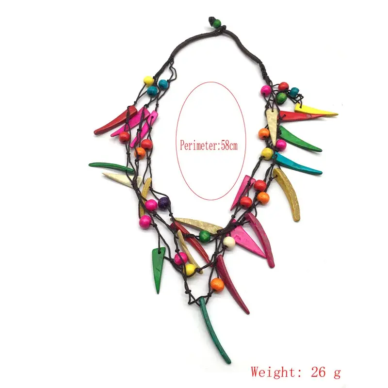 Bohemian Colorful Multi-layered Coconut Shell Wood Beads Vintage African Necklace Women's Wholesale Cross-Border Necklace