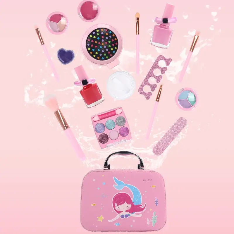 Cross-Border Children's Cosmetics Toy Princess Women's Makeup Bag Suitable For Washing Lipstick Eyeshadow Amazon
