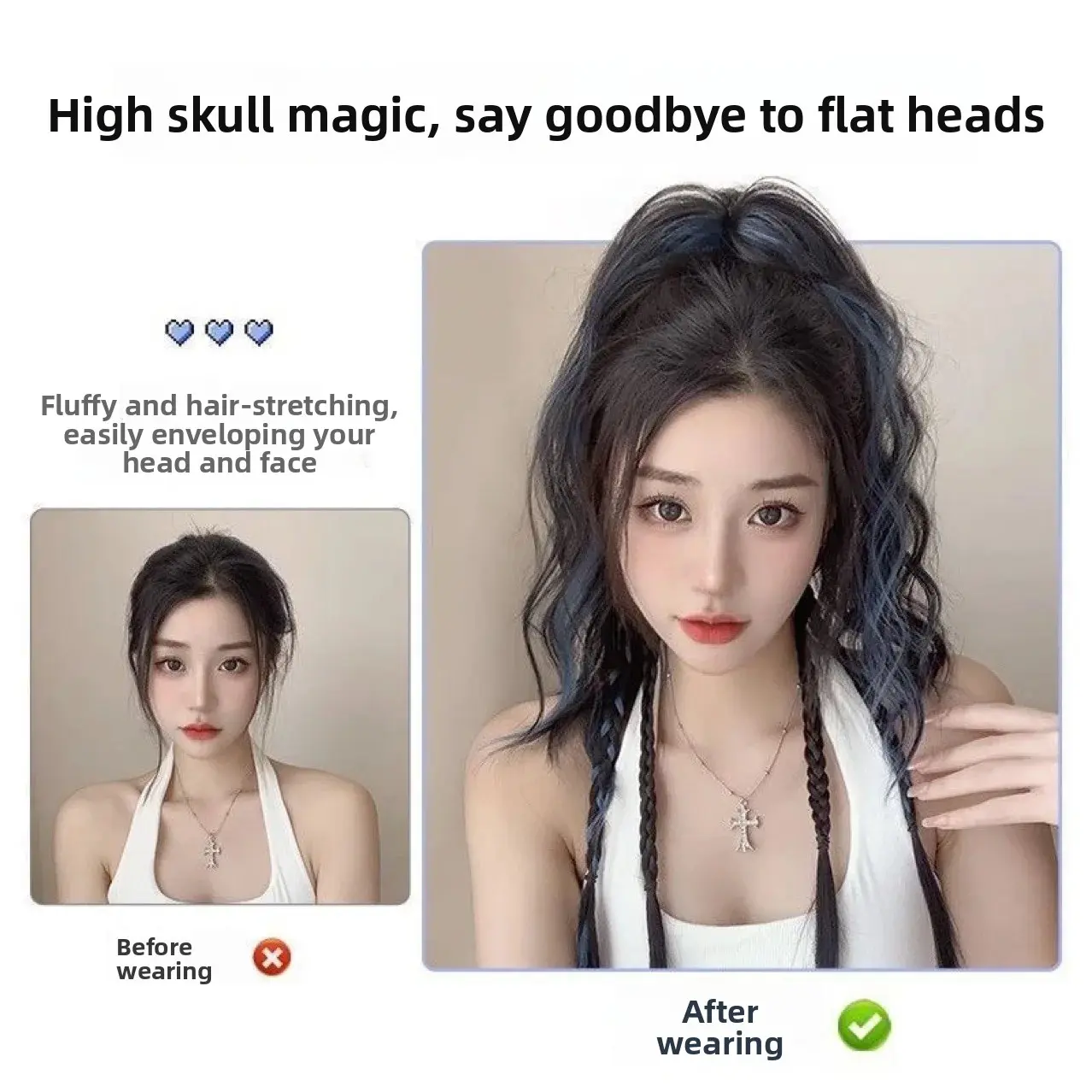 Colored Highlighted Fake Hair Braids High Ponytail Sweet Cool Girl Clip Boxing Braid Half up Braid Y2K Twist Braid Asian Fiber T