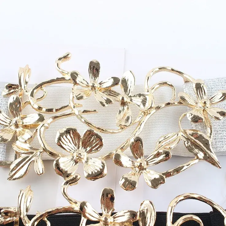 Elastic Waist Belt New Floral Embellished Design Women's Clothing Accessory For Dresses Coats Sweaters Fashionable Spring Season