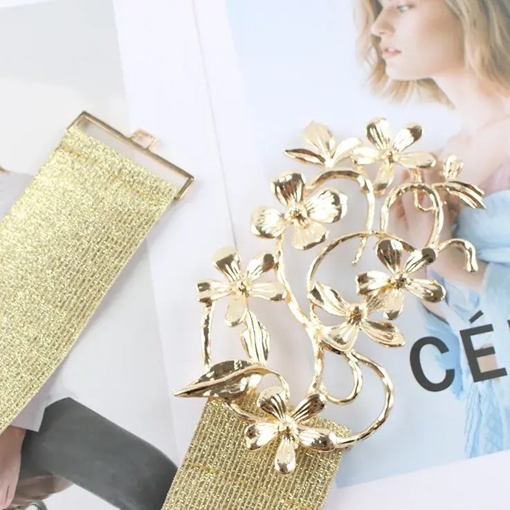 Elastic Waist Belt New Floral Embellished Design Women's Clothing Accessory For Dresses Coats Sweaters Fashionable Spring Season