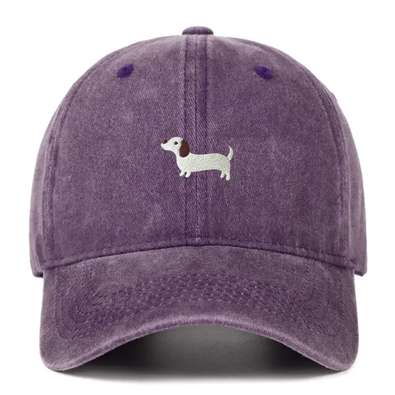 Original Design Embroidered Sausage Dog Baseball Cap Unisex Korean Style Wide Brim Face Slimming Duckbill Cap
