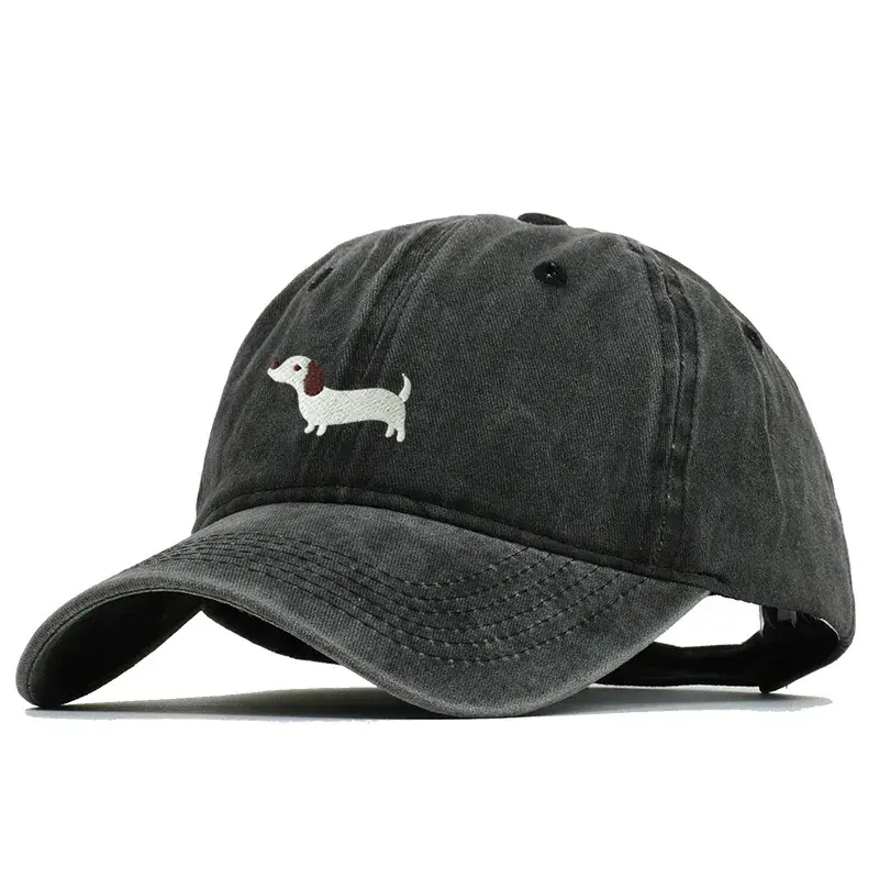 Original Design Embroidered Sausage Dog Baseball Cap Unisex Korean Style Wide Brim Face Slimming Duckbill Cap