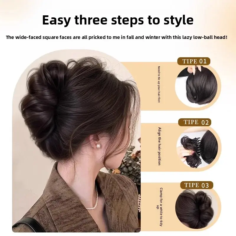Natural Looking Hair Accessories High Temperature Silk Hair Ties Fluffy Curling Hair Extensions Hair Styling Tools from Mainland