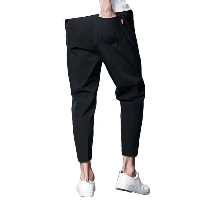 New 2024 Men's Sport Casual Pants Korean Style Summer Trendy Flow 9 Part Harem Pants Thin Loose-fit