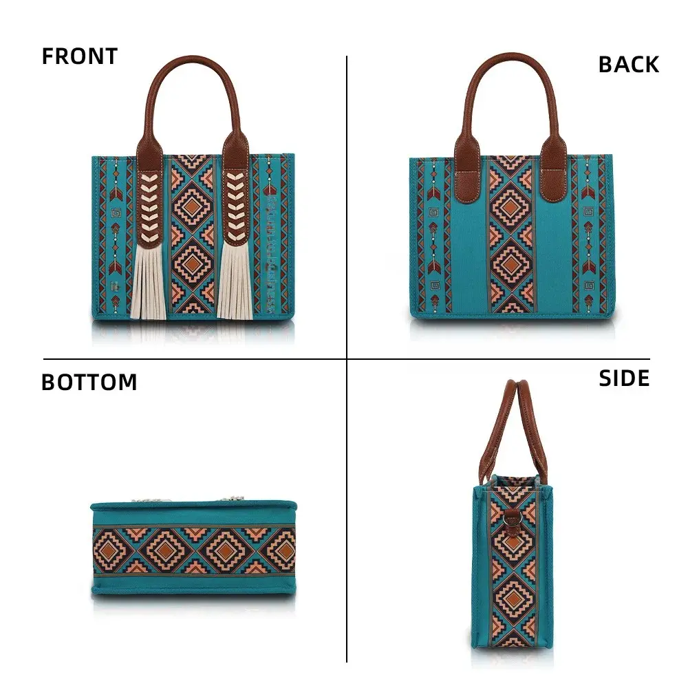 Cross-Border Stock Bohemian Ethnic Style Fringed Unique Mother-Child Canvas Tote Bag Lion's Den Bag for ATV UTV Storage