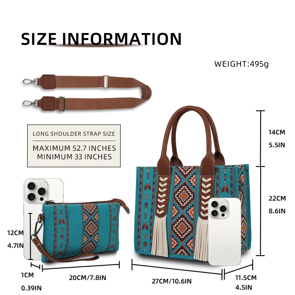 Cross-Border Stock Bohemian Ethnic Style Fringed Unique Mother-Child Canvas Tote Bag Lion's Den Bag for ATV UTV Storage