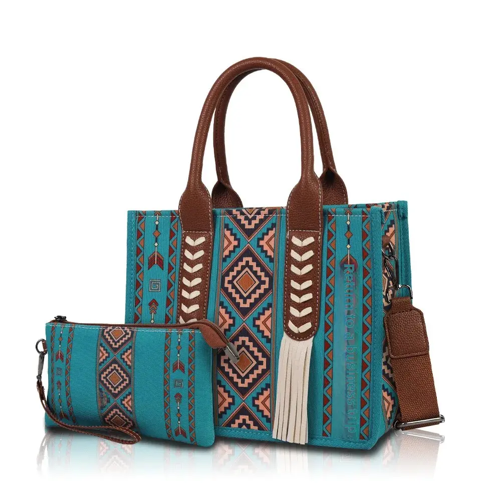 Cross-Border Stock Bohemian Ethnic Style Fringed Unique Mother-Child Canvas Tote Bag Lion's Den Bag for ATV UTV Storage