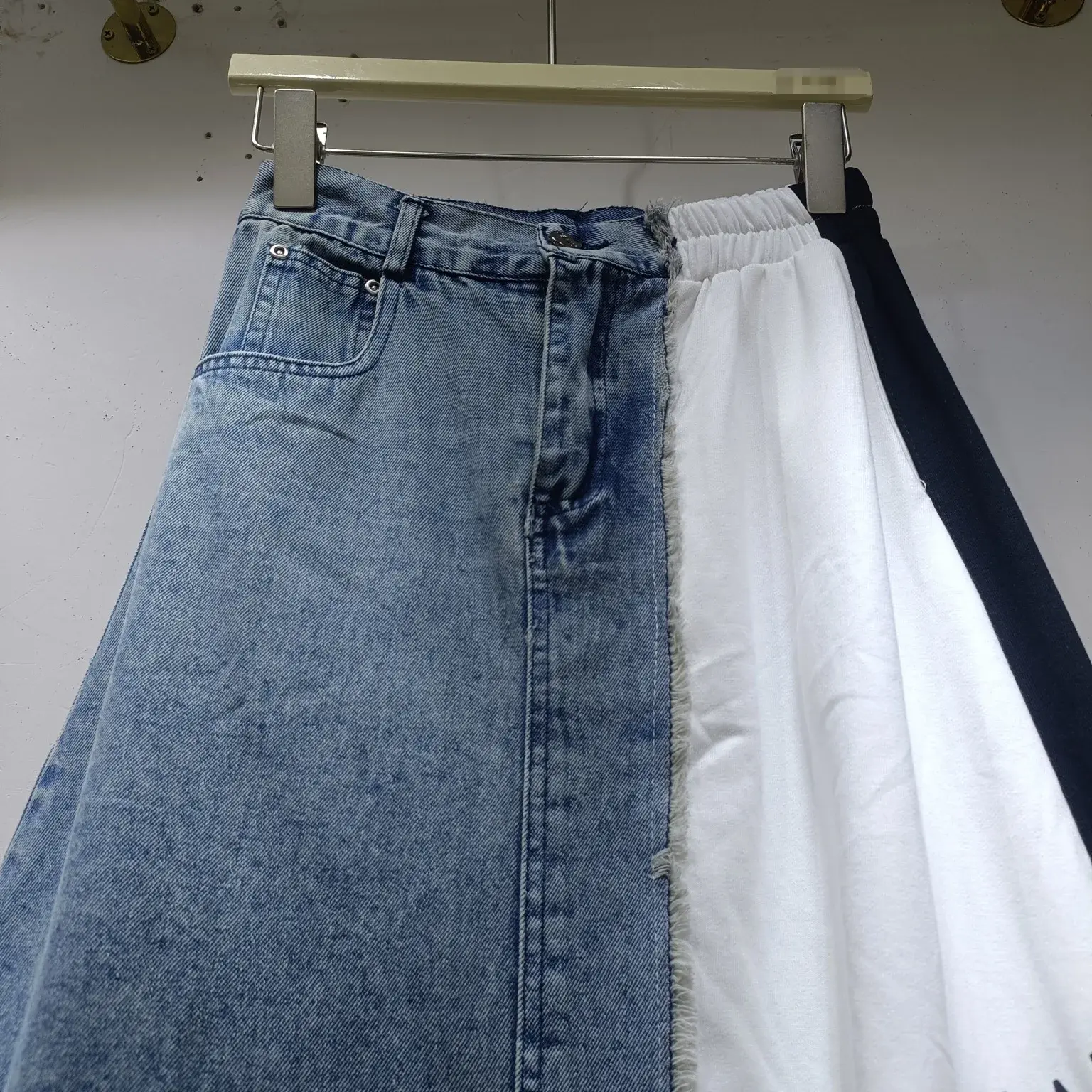 European Style Letter Printed Denim Skirt Women's Loose Fit Long Dress Elegant Age-Reducing Casual Half-Length Skirt