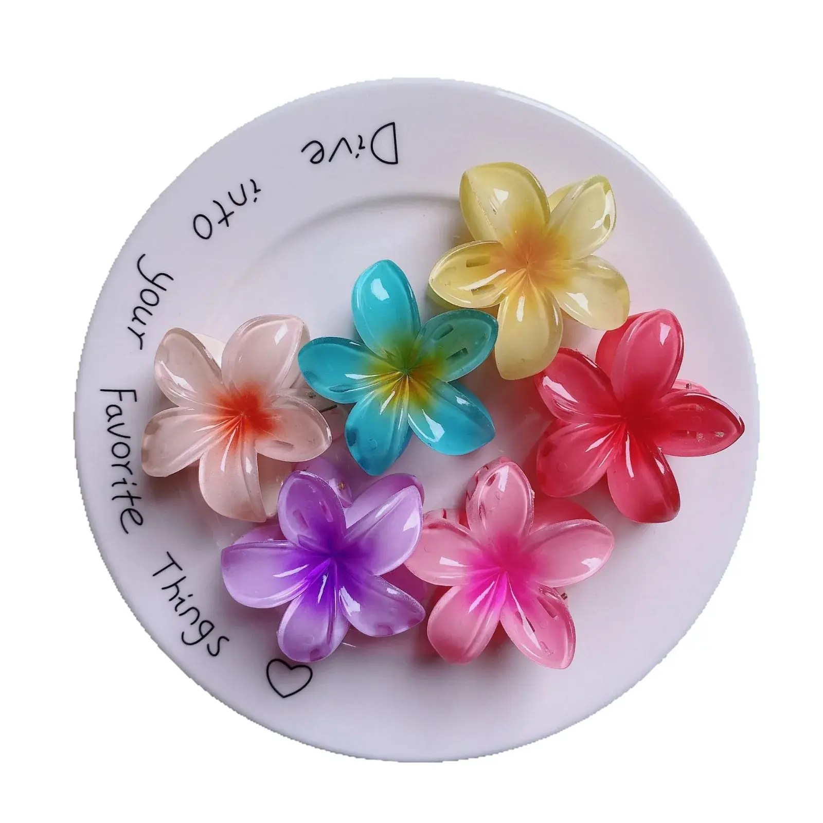 Large Size 6cm Egg Flower Hair Clip Gradient Flower Hair Clip Shark Fin Tail Hair Clip Headwear Professional Salon Partition