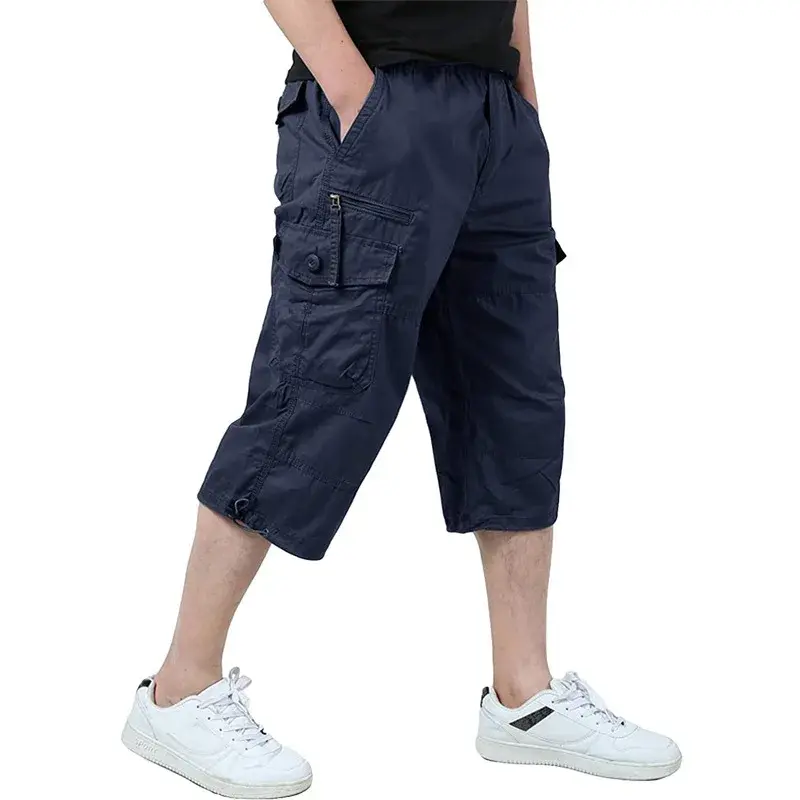Trendy Casual Men's Shorts Summer Thin Workwear Shorts Loose Fit Plus Size Drill Kaki Color Lightweight Breathable Pants