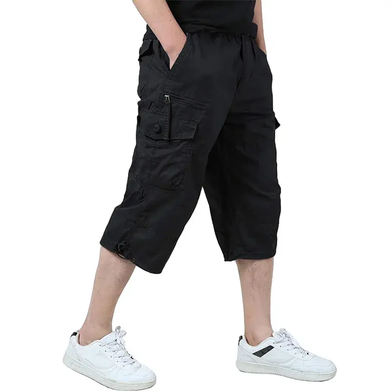 Trendy Casual Men's Shorts Summer Thin Workwear Shorts Loose Fit Plus Size Drill Kaki Color Lightweight Breathable Pants