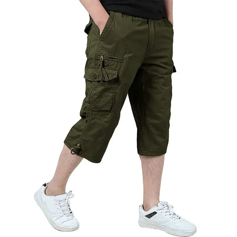 Trendy Casual Men's Shorts Summer Thin Workwear Shorts Loose Fit Plus Size Drill Kaki Color Lightweight Breathable Pants