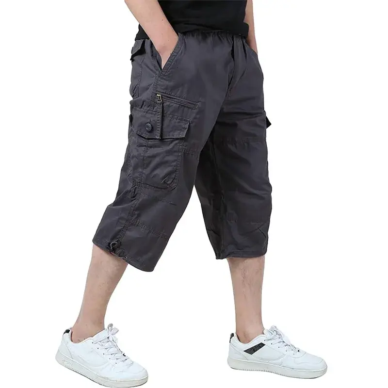 Trendy Casual Men's Shorts Summer Thin Workwear Shorts Loose Fit Plus Size Drill Kaki Color Lightweight Breathable Pants