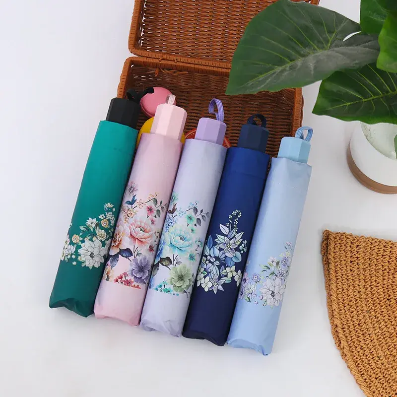 Large Double Person Umbrella Sunshade Rain Umbrella Black Glue Sunshade Small Fresh Style Sunscreen Uv Protection