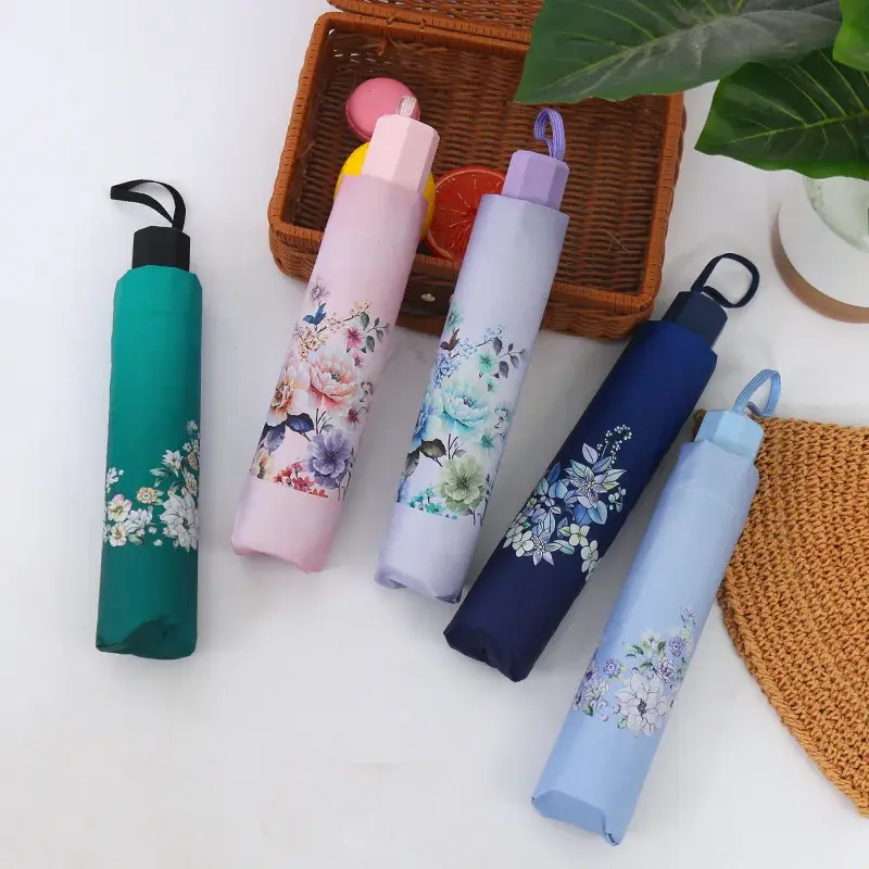 Large Double Person Umbrella Sunshade Rain Umbrella Black Glue Sunshade Small Fresh Style Sunscreen Uv Protection