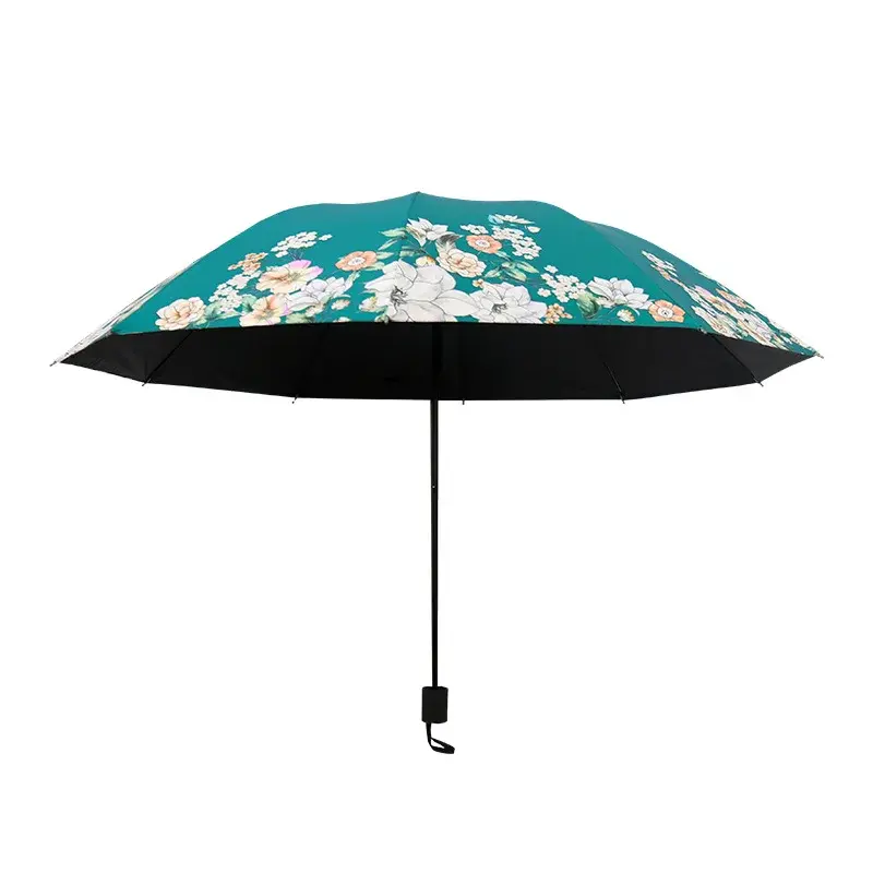 Large Double Person Umbrella Sunshade Rain Umbrella Black Glue Sunshade Small Fresh Style Sunscreen Uv Protection