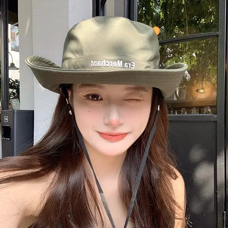 American Style Quick Dry Breathable Sun Protection Hiking Hat Large Brim Military Green Fisherman Cap Outdoor Camping Women Summ