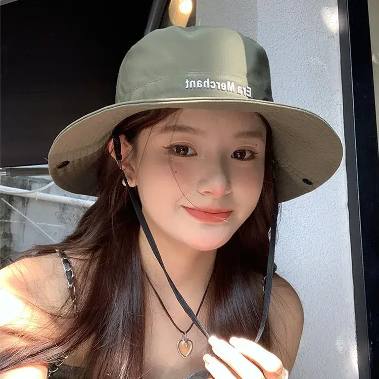American Style Quick Dry Breathable Sun Protection Hiking Hat Large Brim Military Green Fisherman Cap Outdoor Camping Women Summ