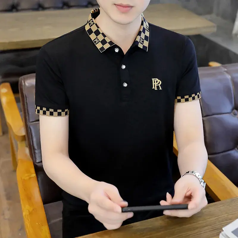 Men's Half Sleeve Cotton Polo Shirt Casual Lapel Short Sleeve Summer Fashion Trendy High End Body Wear 2024 Summer Style