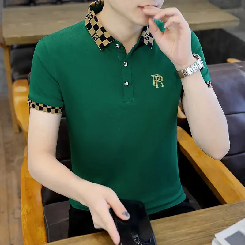 Men's Half Sleeve Cotton Polo Shirt Casual Lapel Short Sleeve Summer Fashion Trendy High End Body Wear 2024 Summer Style
