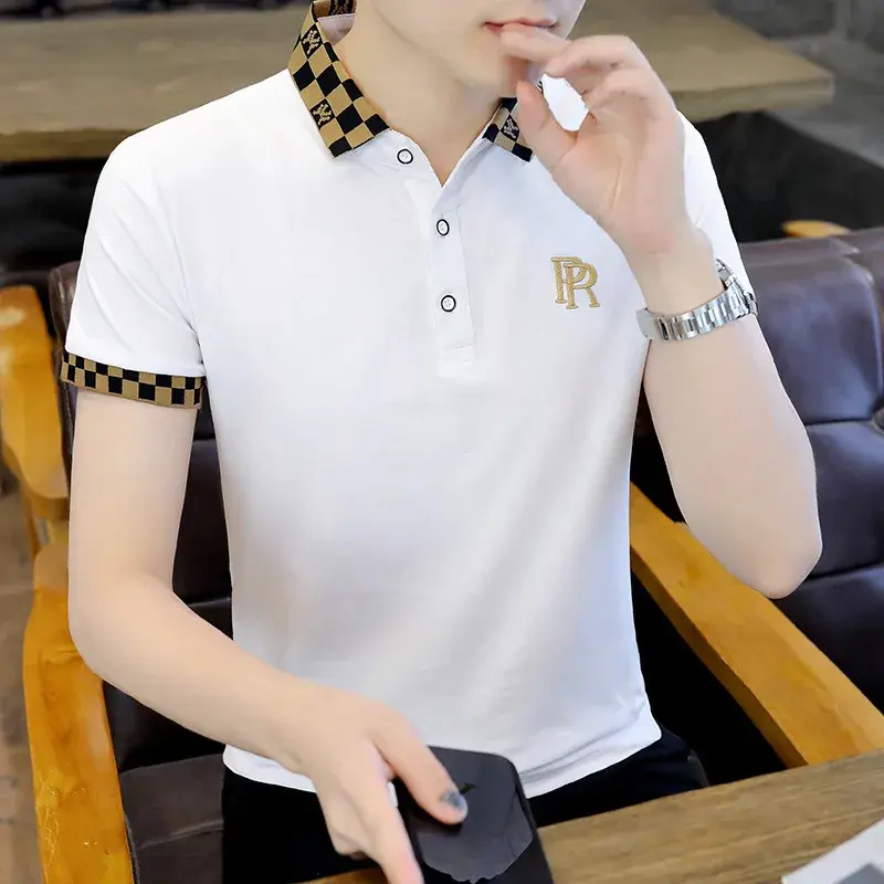 Men's Half Sleeve Cotton Polo Shirt Casual Lapel Short Sleeve Summer Fashion Trendy High End Body Wear 2024 Summer Style